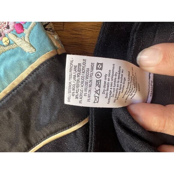 Top Shop Cropped Jacket Embroidered Navy‎ Blue size 12 - Picture 8 of 10